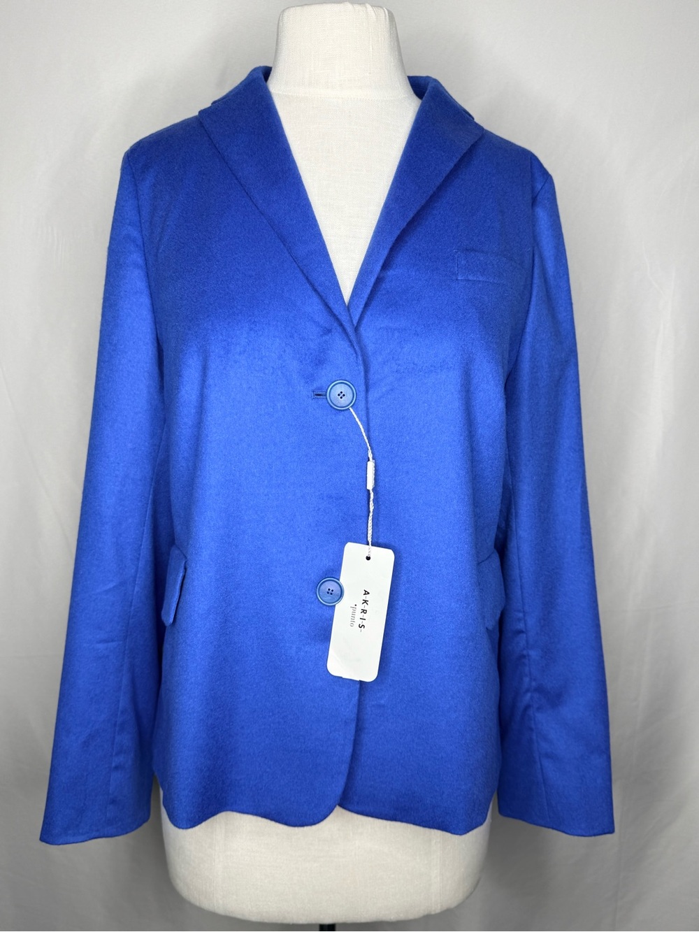 NWT Akris Punto Japan Blue Wool & Cashmere Crop Jacket